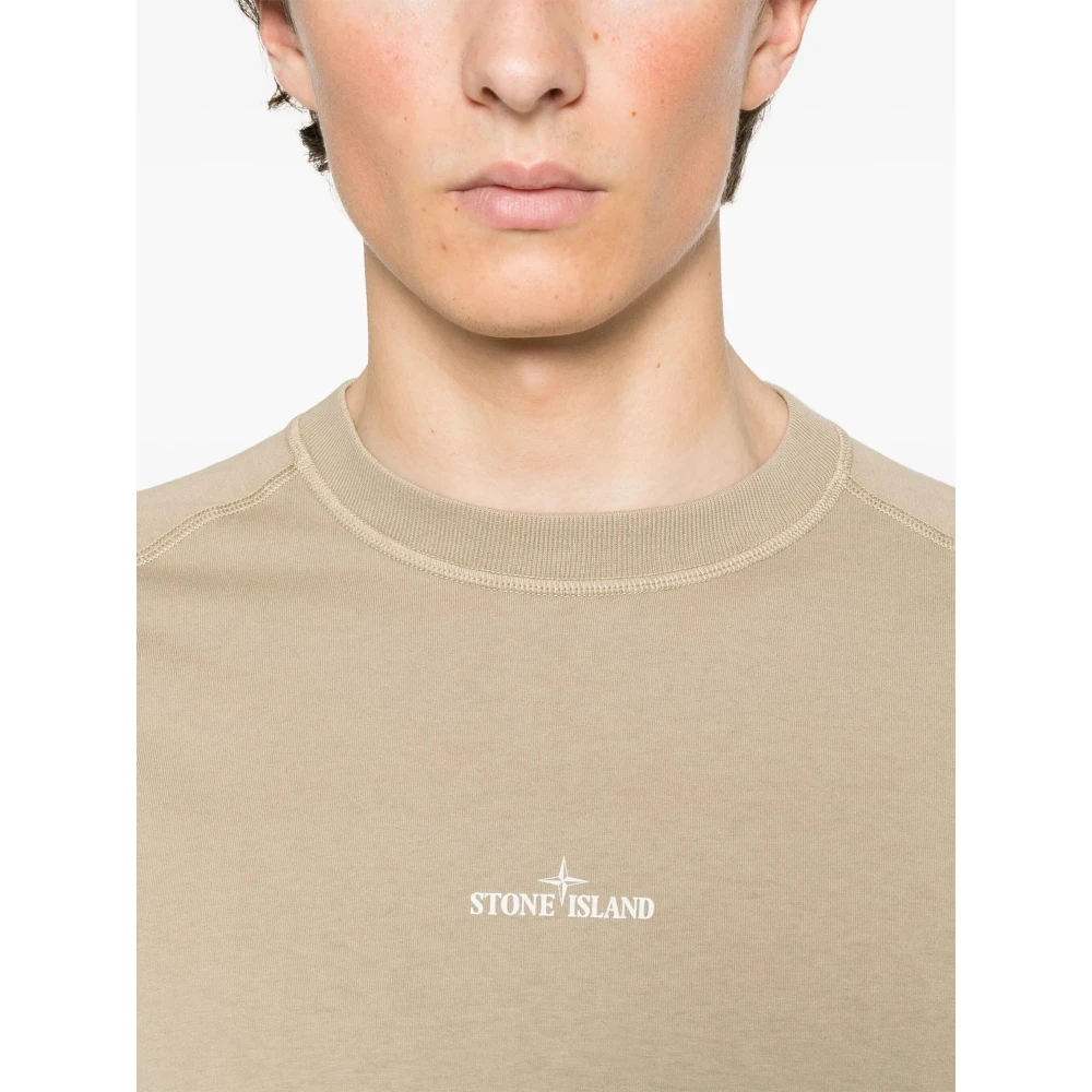 Stone Island Casual Katoenen T-Shirt Beige Heren