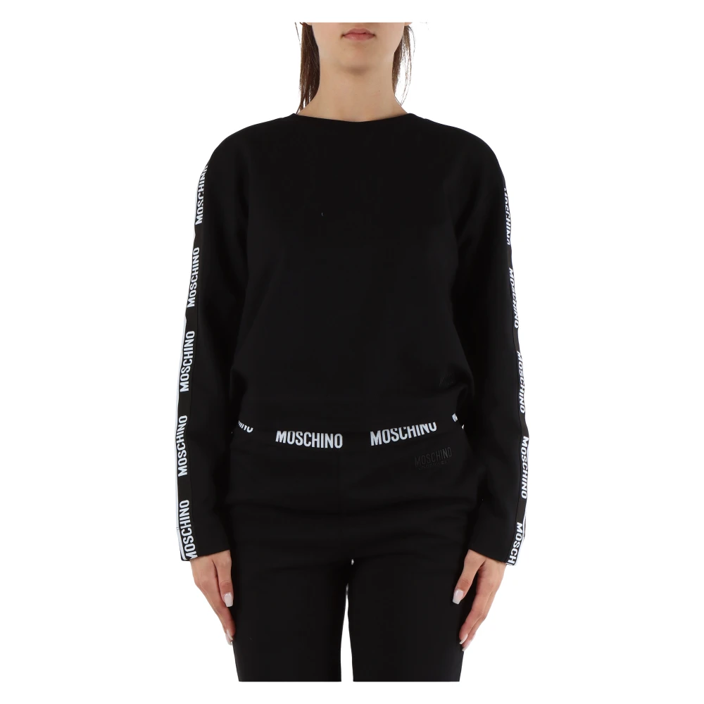 Moschino Stretch Katoenen Sweatshirt met Logoprint Black Dames