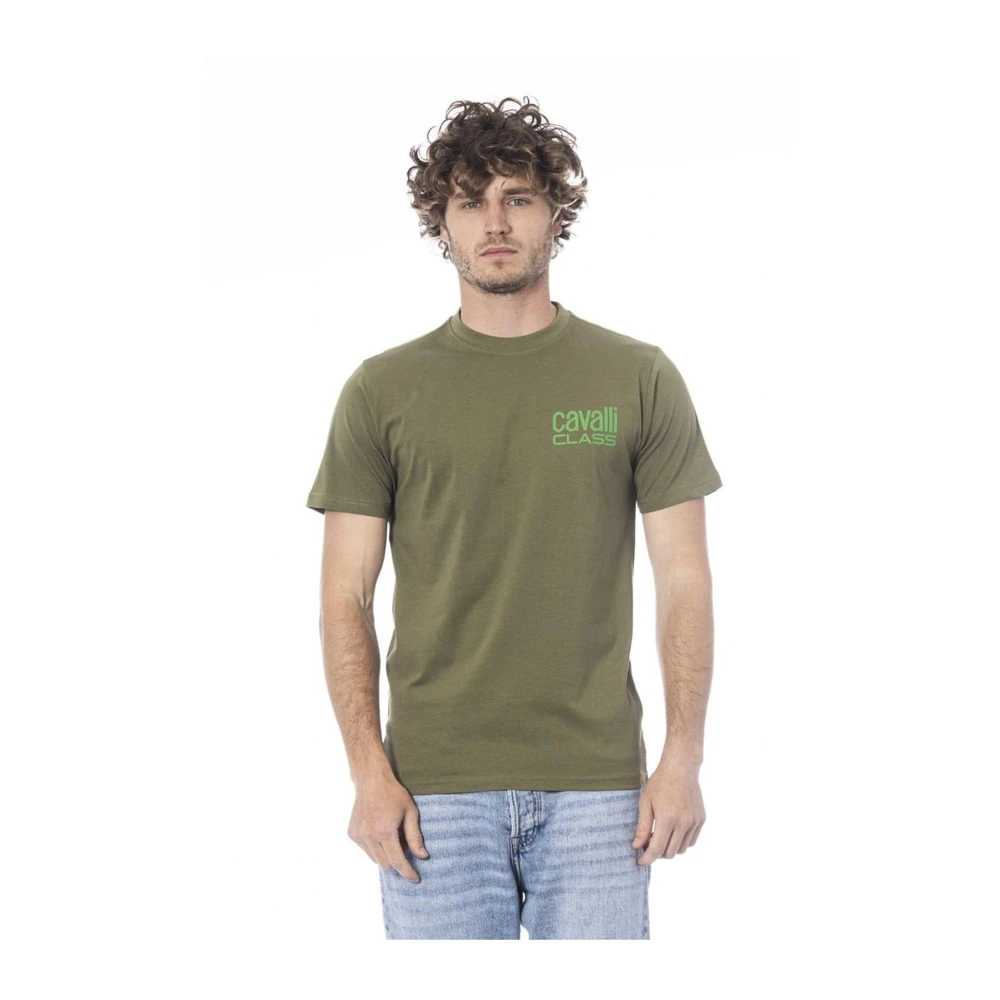 Cavalli Class Groene T-shirt met korte mouwen en logo Green Heren