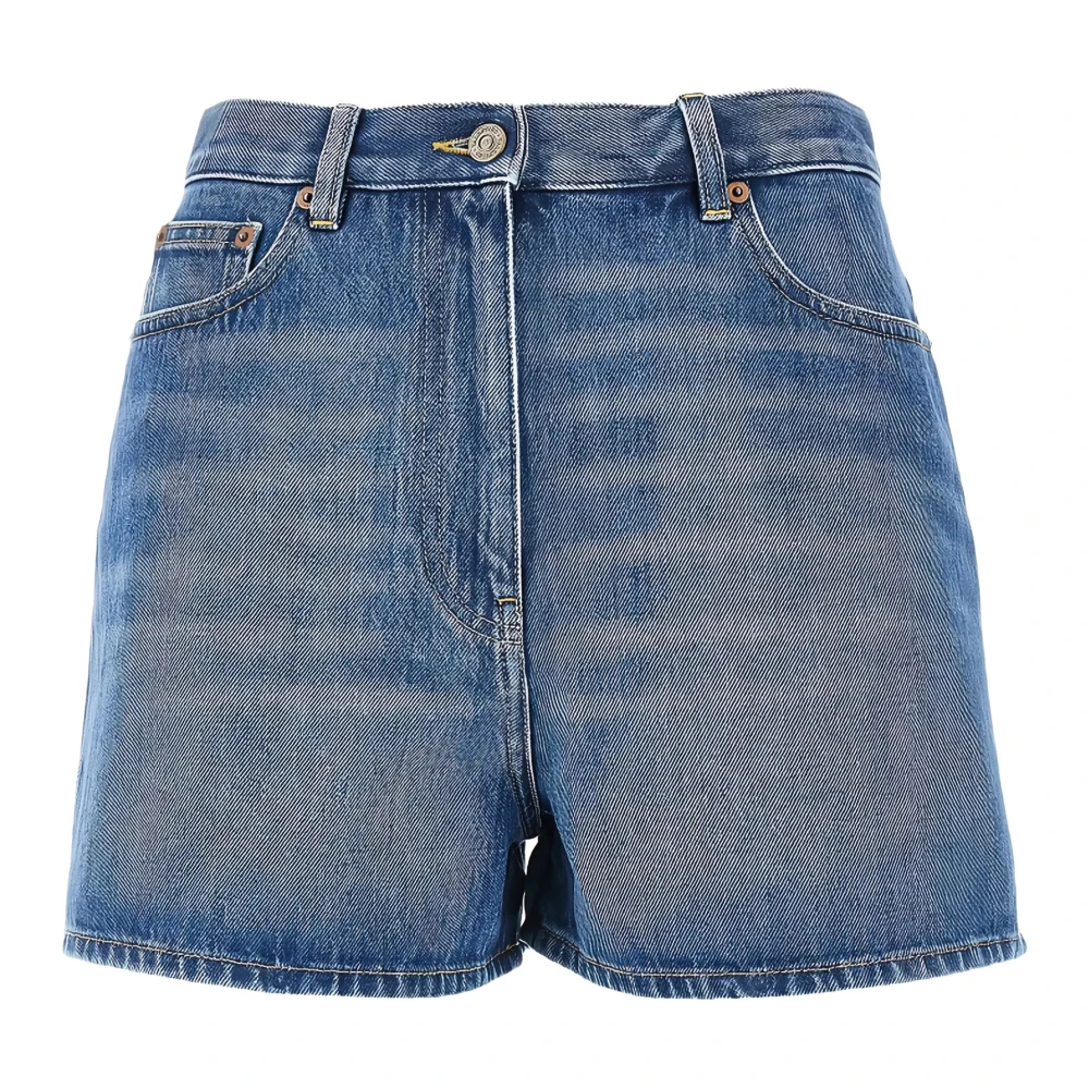 Valentino Garavani Women's Blue Denim Shorts, W26, Vgold Denim Shorts