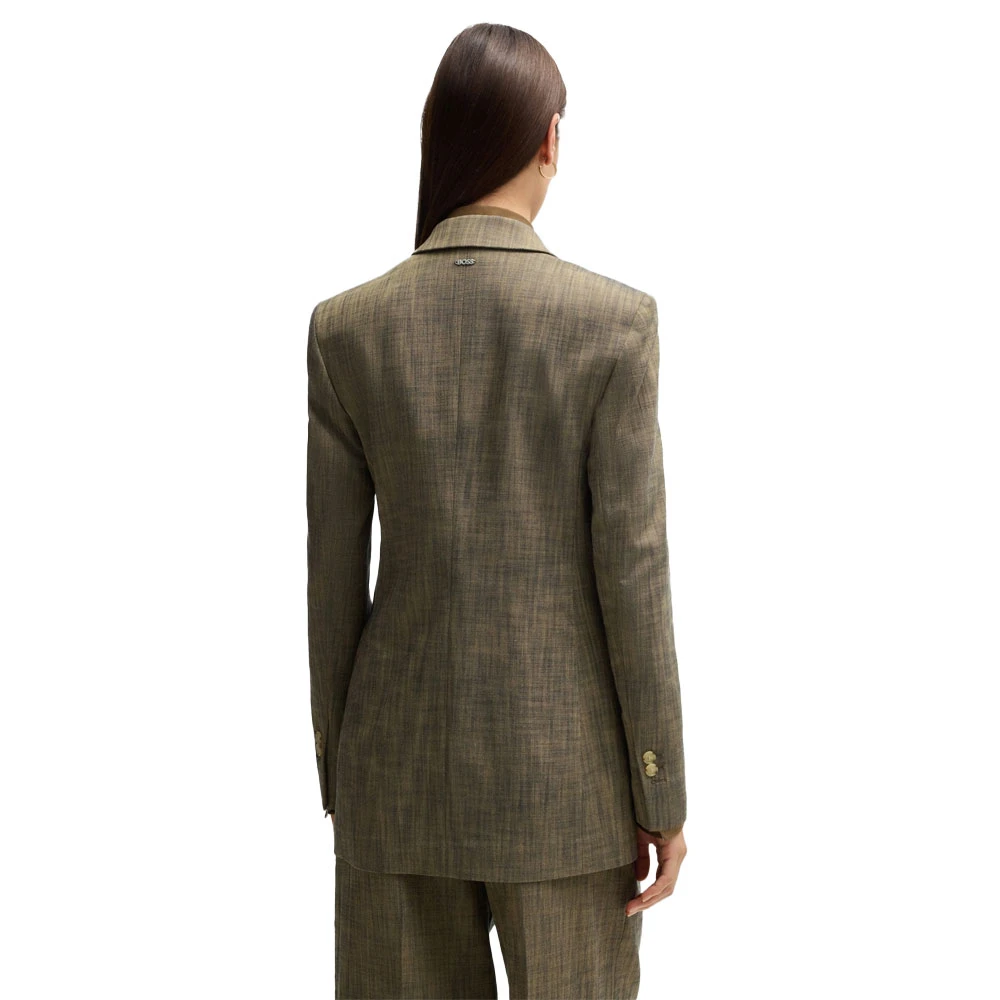 Hugo Boss Groene Melange Sharkskin Tailor Fit Blazer Green Dames