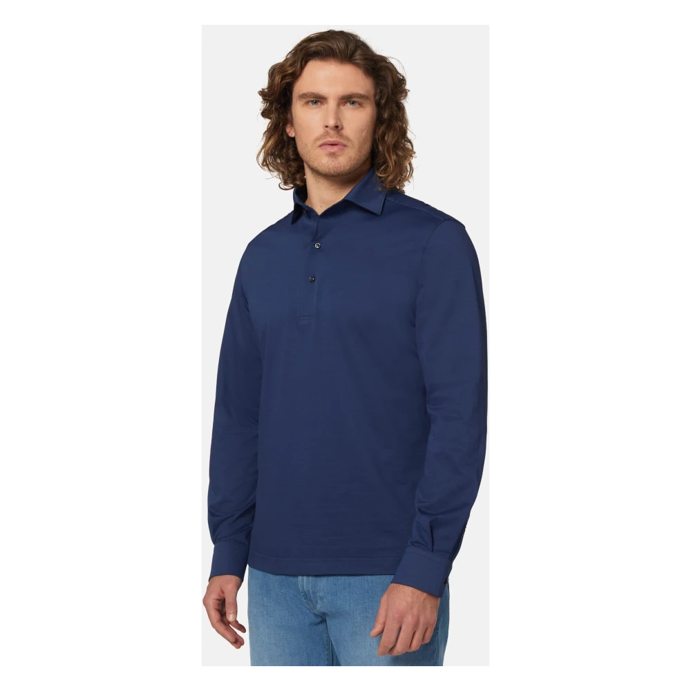 Boggi Milano Japanse Jersey Polo Shirt Blue Heren