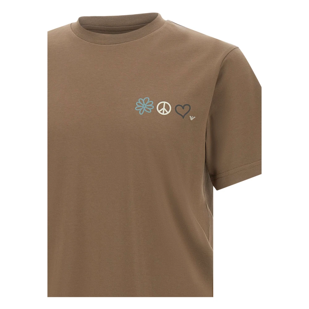 Emporio Armani Heren Shitake Flower Peace T-shirt Brown Heren