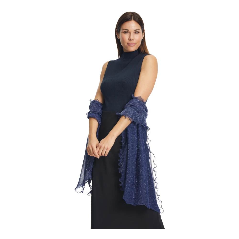 Vera Mont Tijdloze Glanzende Basis Sjaal Blue Dames
