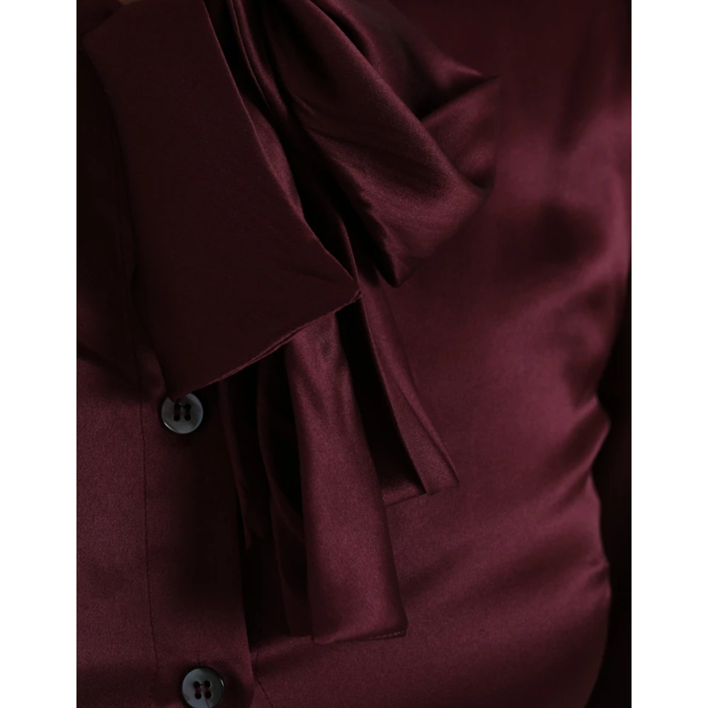 Dolce & Gabbana Zijden Ascot Kraag Blouse Bruin Brown Dames