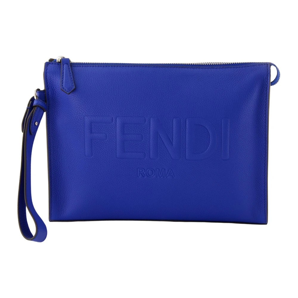 Fendi Blauwe Leren Clutch Herfst-Winter 2024 Blue Heren