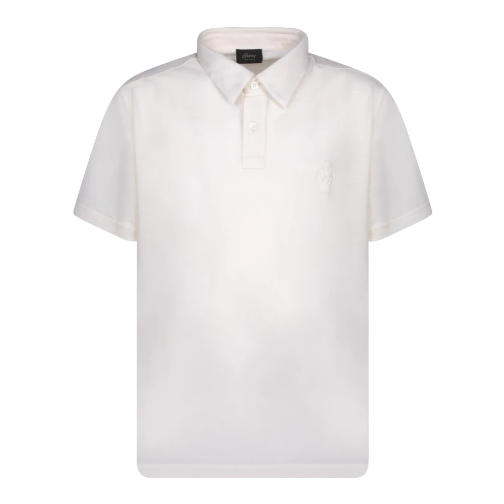 Brioni Geborduurd Logo Polo Shirt White Heren