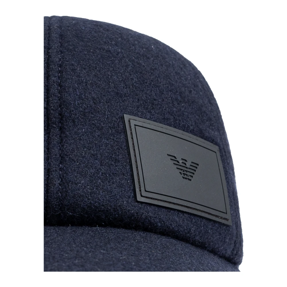 Emporio Armani Wollen pet met klep Blue Heren