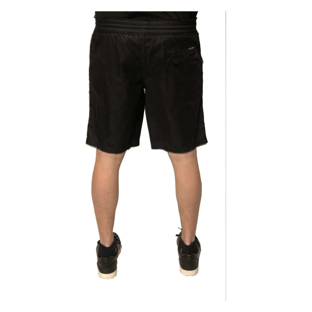 Dolce & Gabbana Zwarte Jersey Trekkoord Shorts Black Heren
