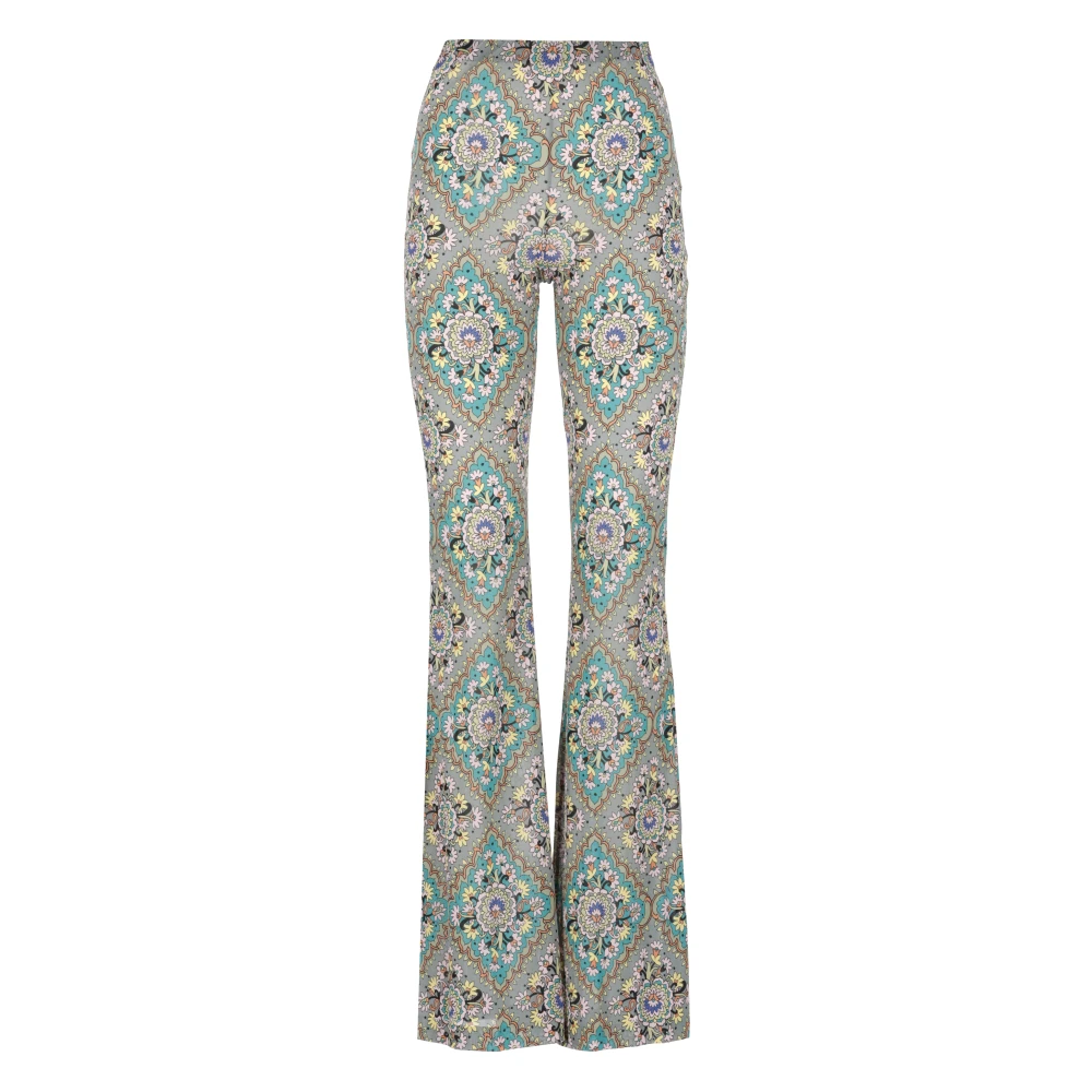 ETRO Multicolor Bloemenpatroon Elastische Taille Broek Multicolor Dames