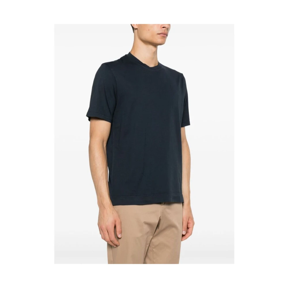 Fedeli Navy Blauw Katoen Ronde Hals T-shirt Blue Heren
