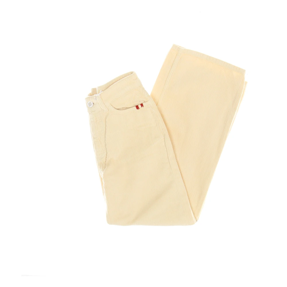 Amish Fluwelen Lange Broek met Zakken Beige Dames