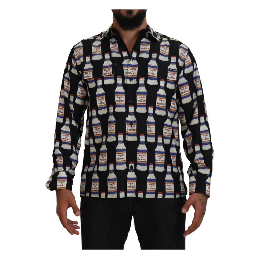 Dolce & Gabbana , Casual Shirts, Male, Multicolor, Xs, Elegant Silk Casual Long Sleeve Shirt