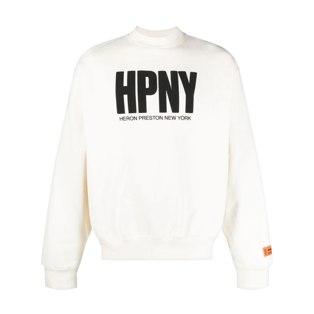 Heron Preston Vit Svart Crewneck Tröja White, Herr