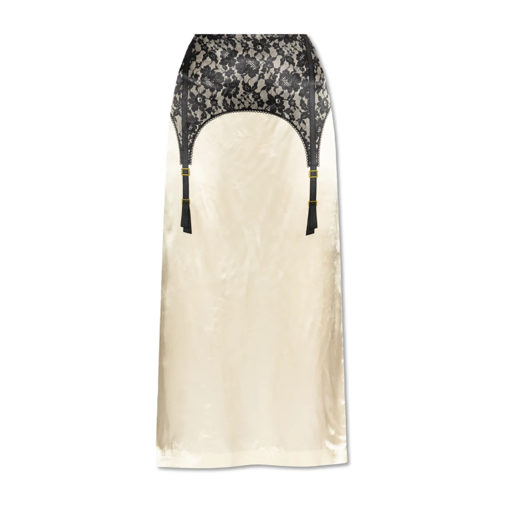 Moschino Women's Beige Midi Skirts,, Satin Skirt Small