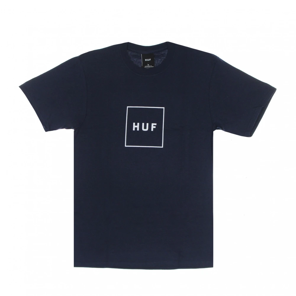 HUF Essentials Box Logo Navy T-Shirt Blue Heren