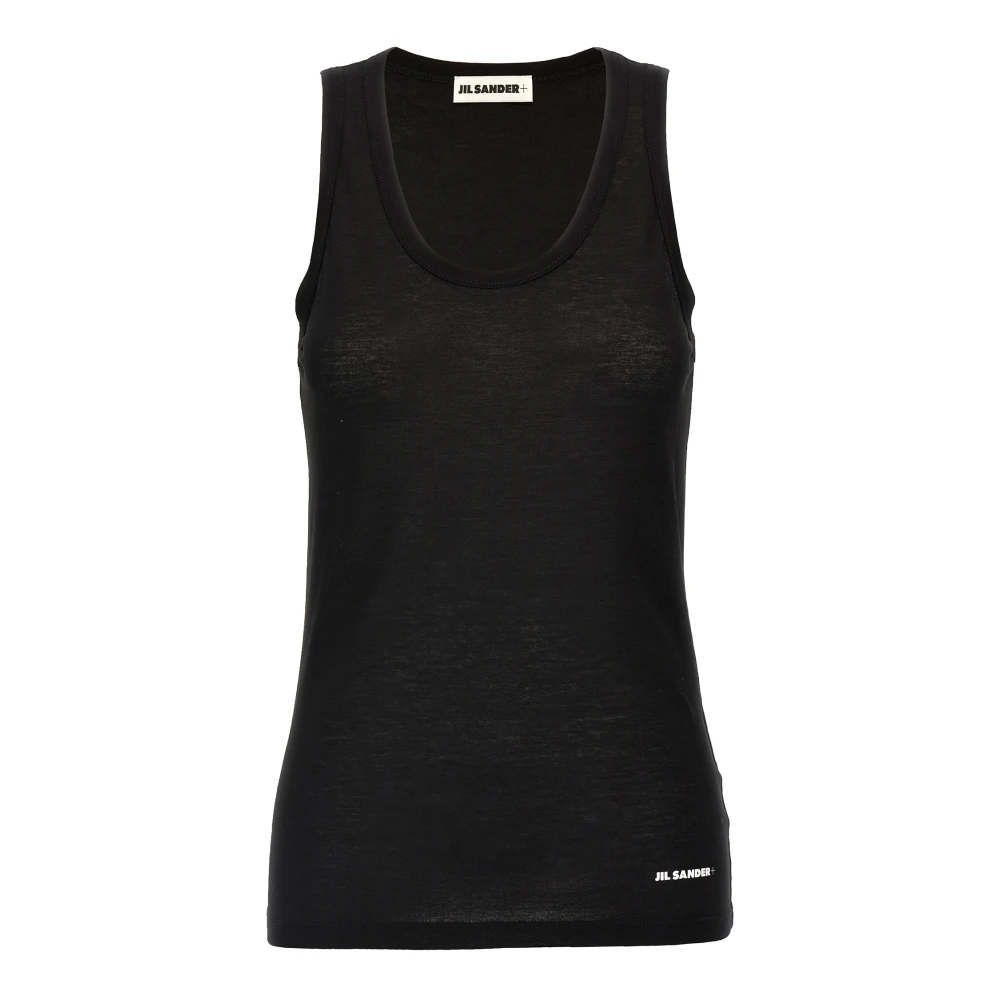 Jil Sander Women's Black Logo Top - Sleeveless Tops - Xs - Tops