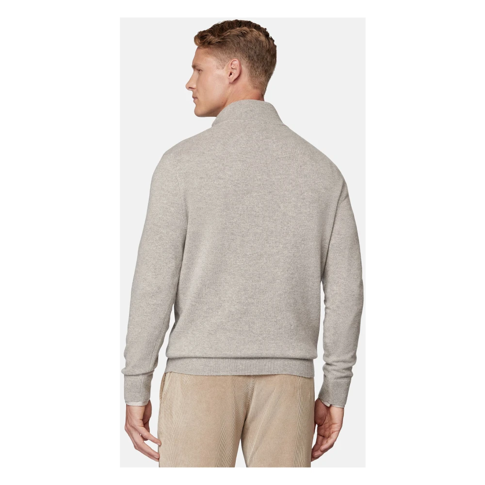 Boggi Milano Cashmere Half-Zip Trui Beige Heren