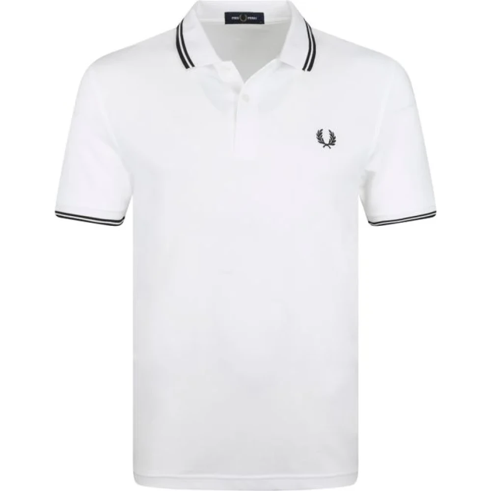 Fred Perry Polo med dubbelrandig White, Herr