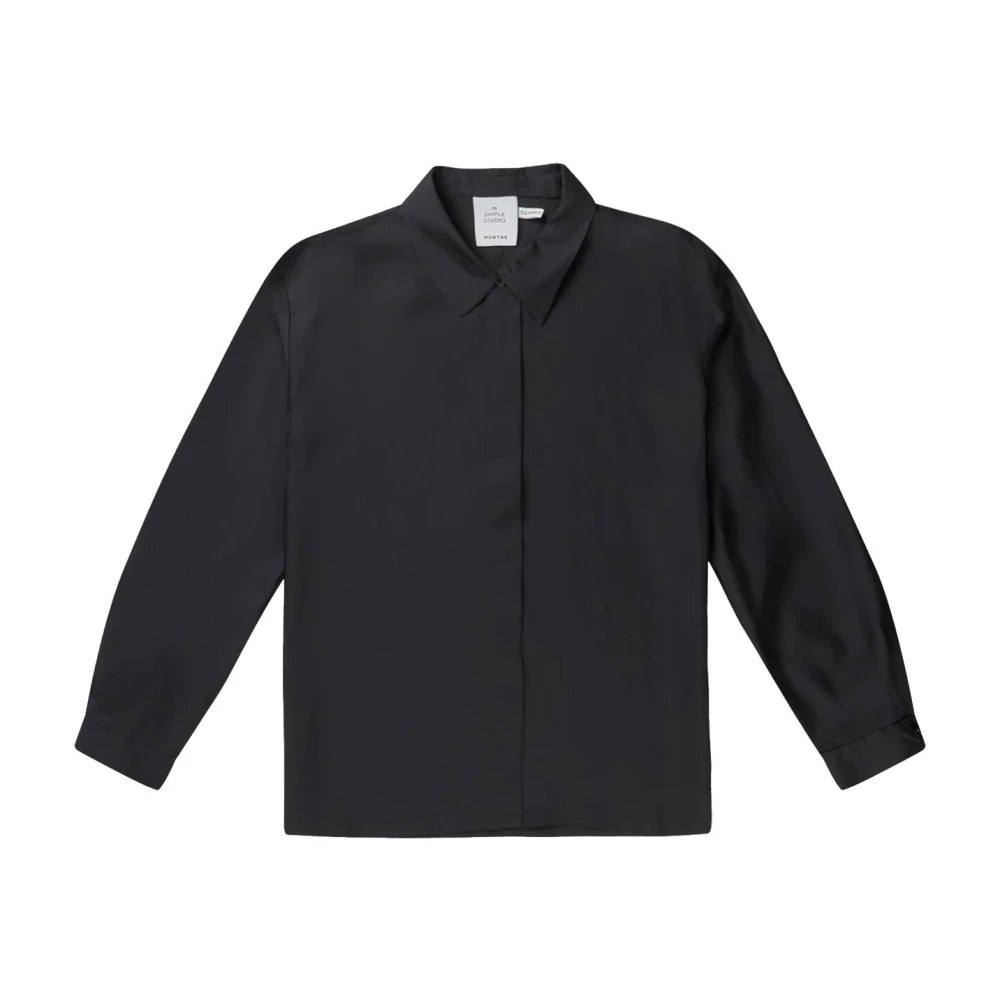 Munthe Women's Black Shirts, Xl, Elegant Silk Shirt Lalalu Top