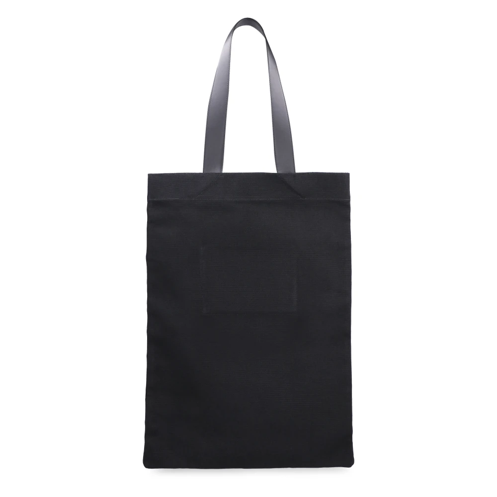 Jil Sander Leren Canvas Tote Tas Black Dames