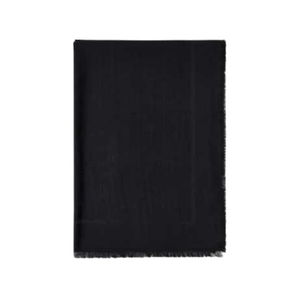 Elisabetta Franchi Zwarte Pashmina Sjaal met Logo Black Dames