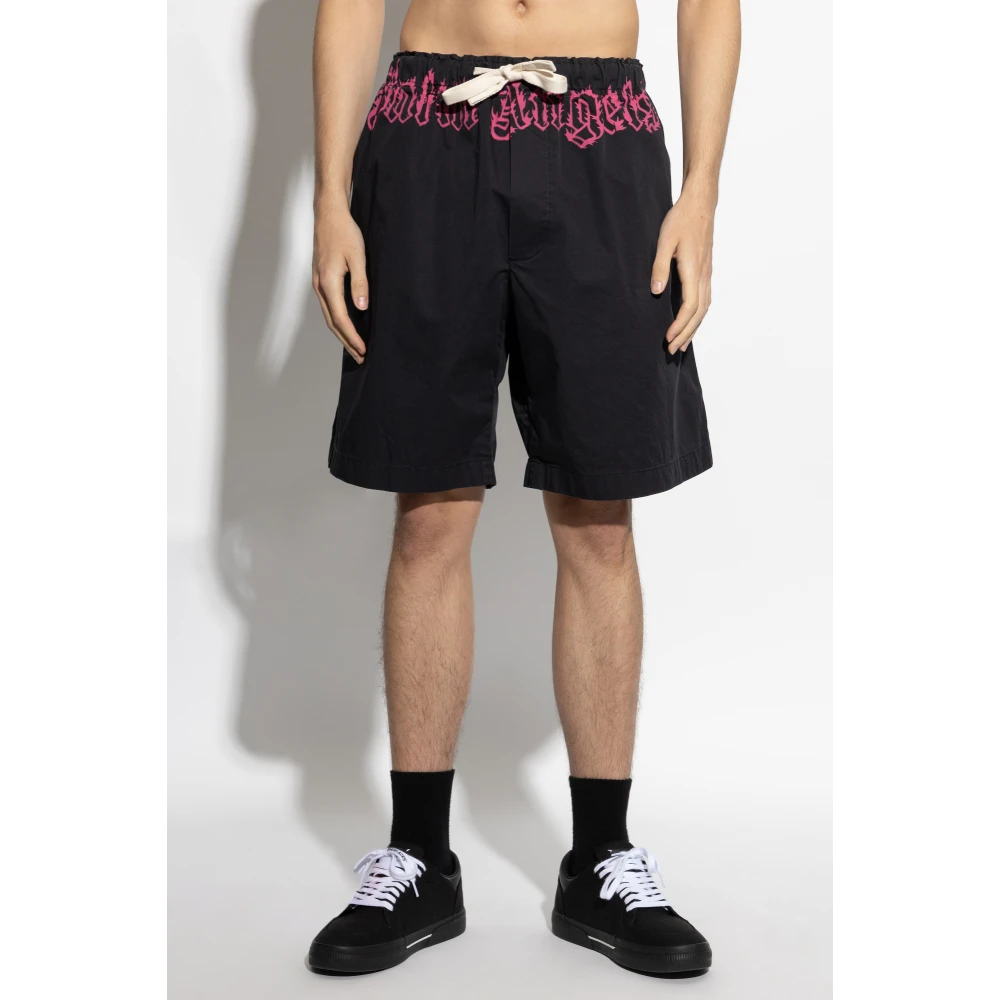 Palm Angels Logo shorts Black Heren