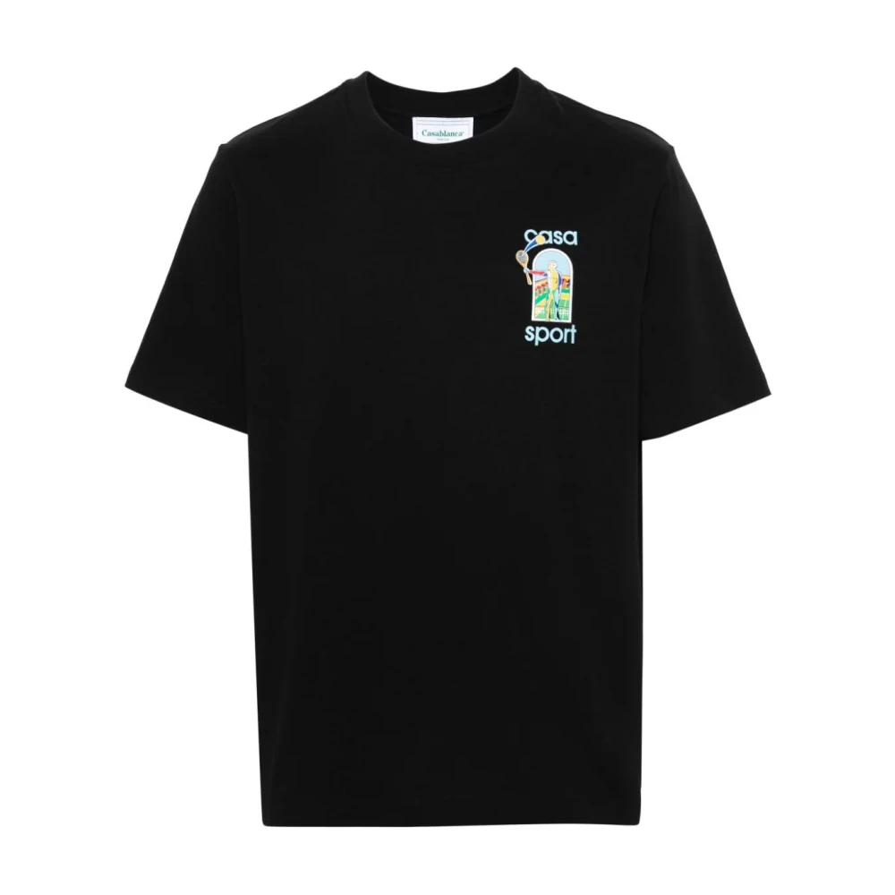 Casablanca Biologisch katoenen T-shirt met bedrukt logo Black Heren