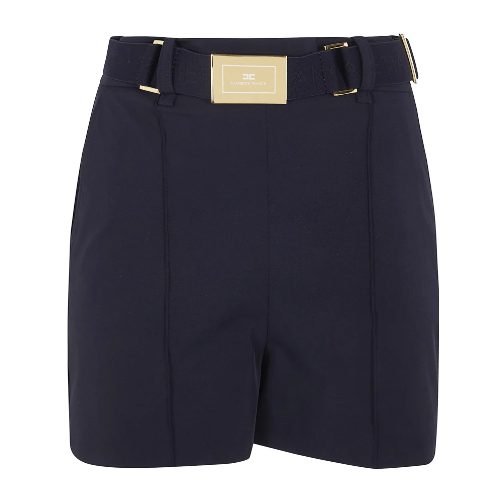 Elisabetta Franchi Black High-Waisted Belted Shorts - Female - Short Shorts - M - Shorts