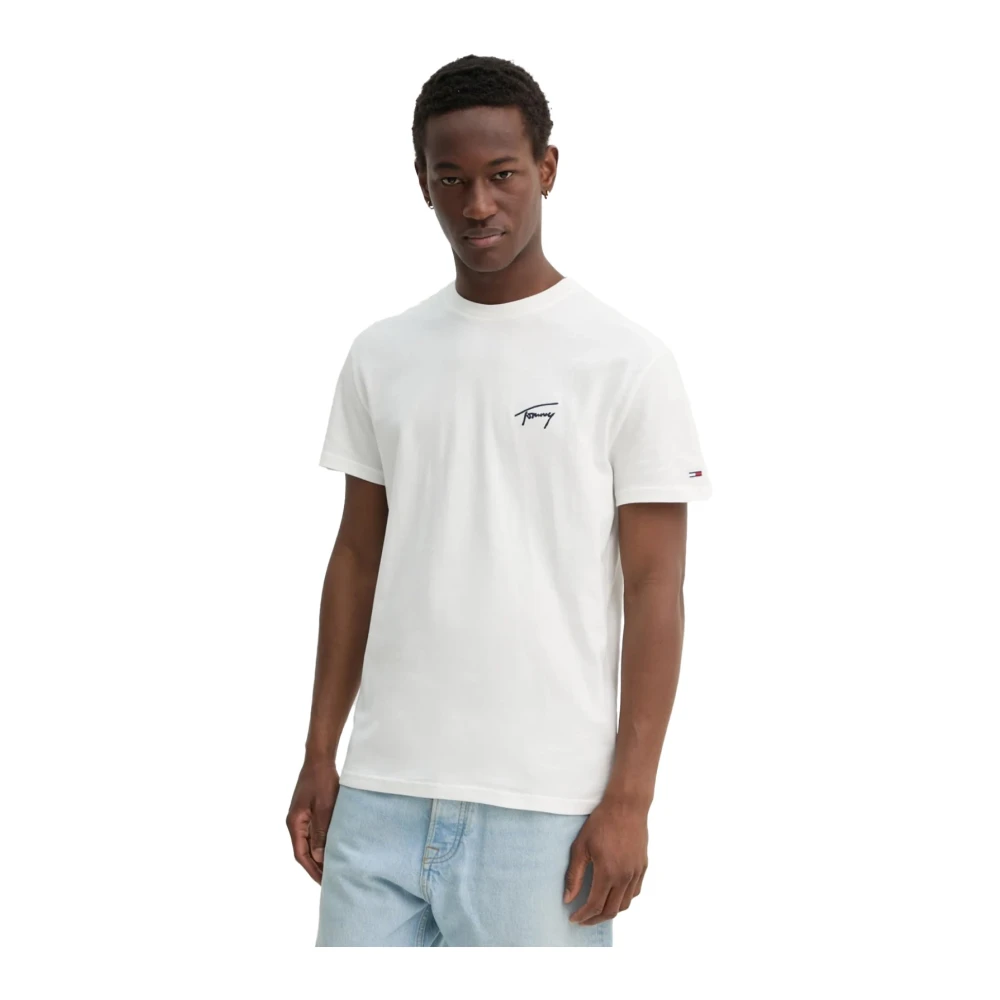 Tommy Jeans Korte mouw katoen logo tee White Heren