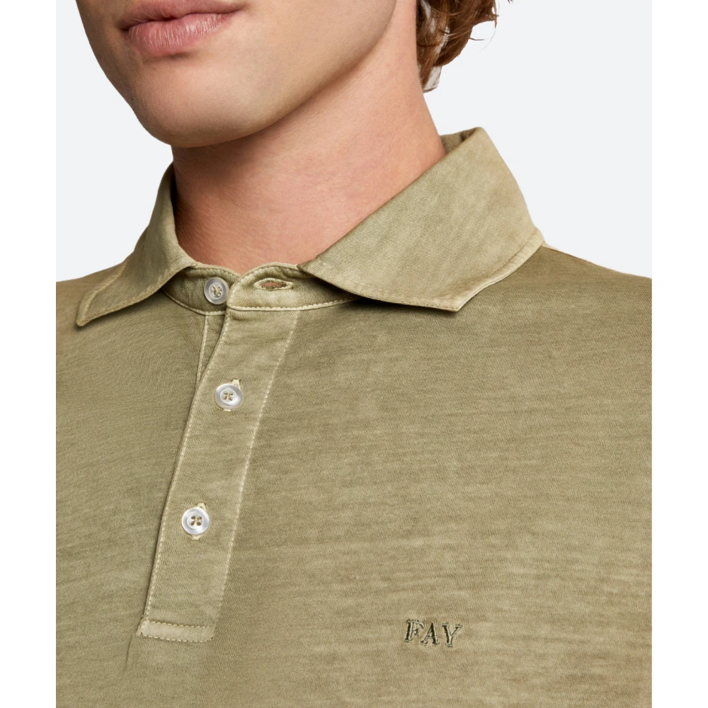 Fay Katoenen Jersey Polo Shirt Green Heren