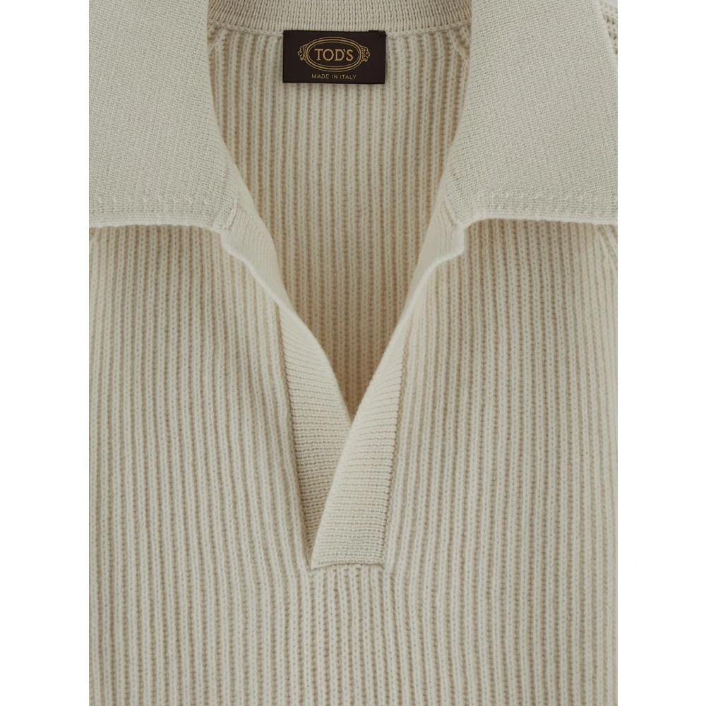 TOD'S Gebreide Ribtrui van Wol Beige Heren