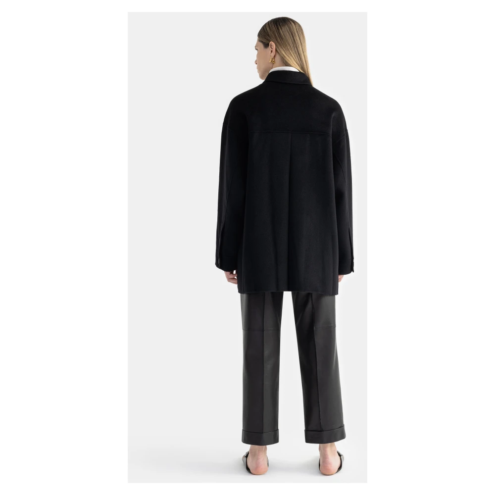 Aeron Dubbelzijdige Wollen Jas met A-Motief Black Dames