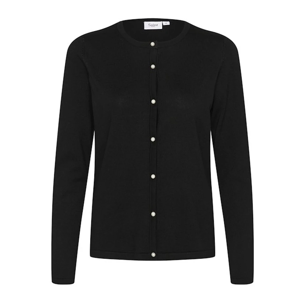Saint Tropez Zwart Gebreid Vest Jemmasz Stijl Black Dames