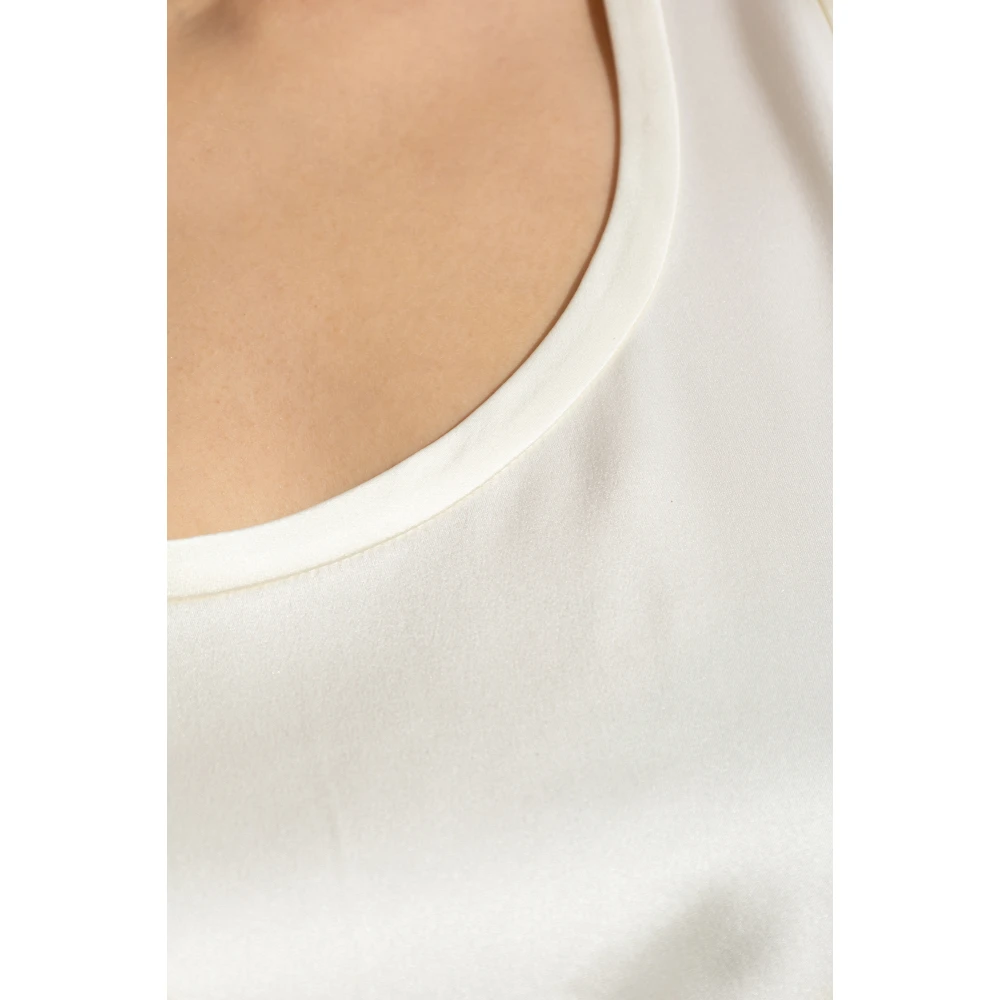 Lisa Yang Mouwloze zijden top Beige Dames