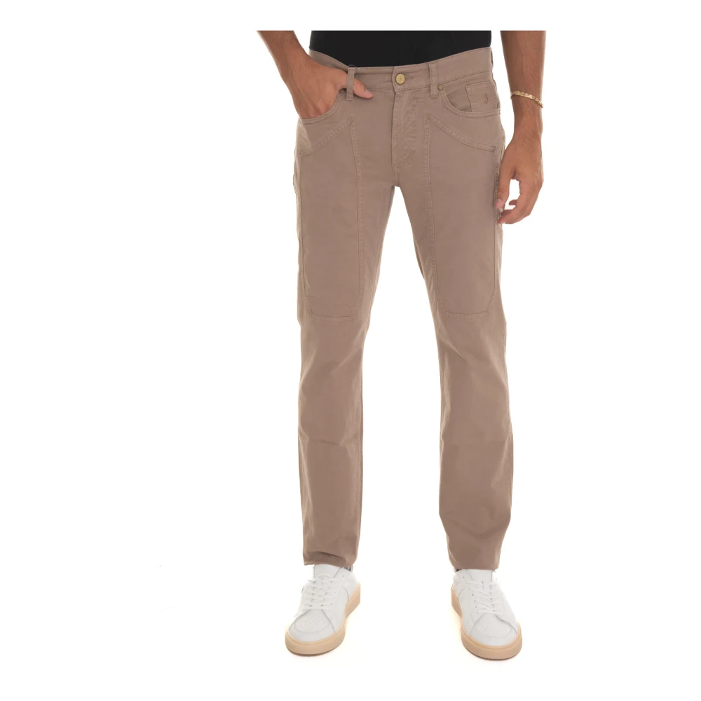 Jeckerson Men's Beige Slim Fit 5-Pocket Trousers - Chinos - W40 - Trousers