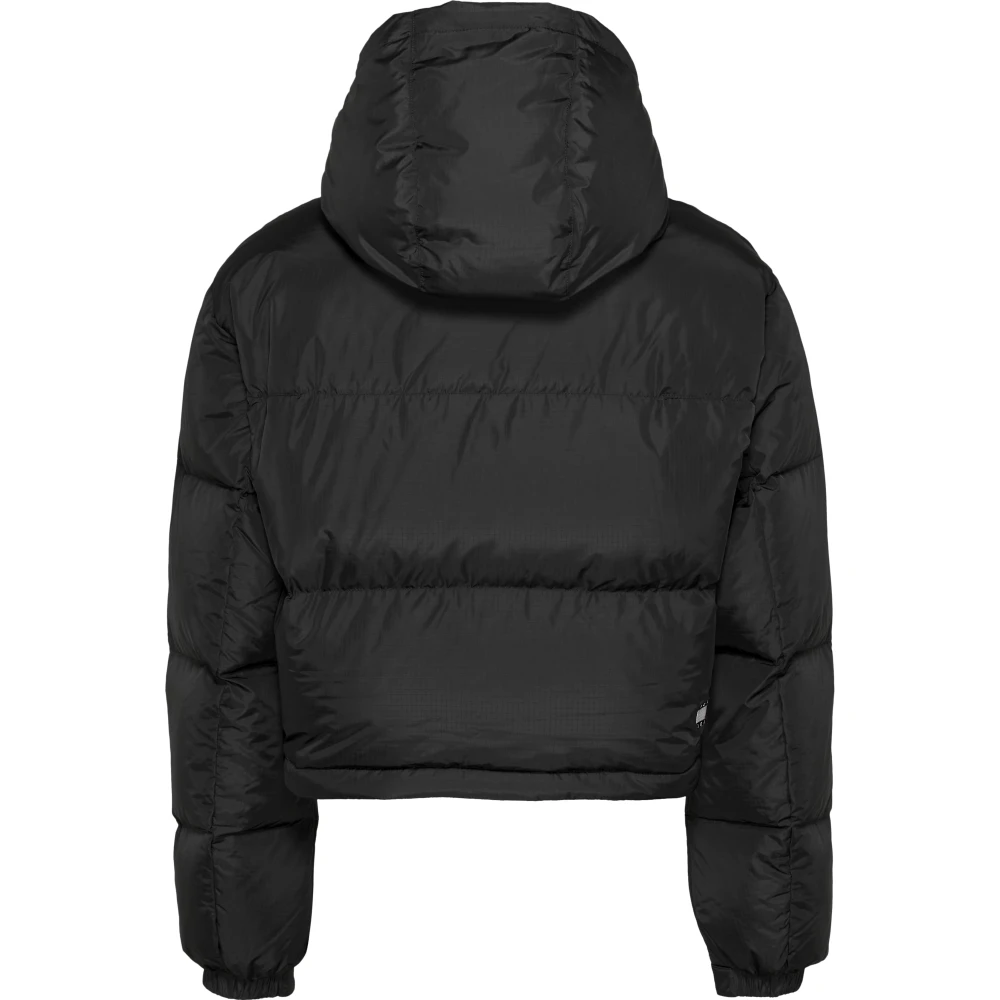 Tommy Jeans Zwarte Gewatteerde Nylon Hoodie Jas Black Dames