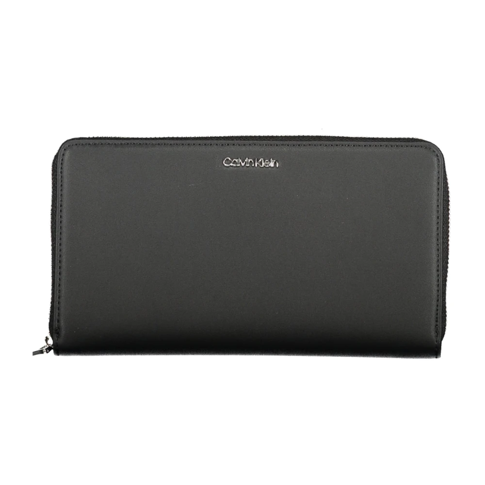 Calvin Klein Zwarte ritsportemonnee van polyester-polyurethaan Black Dames