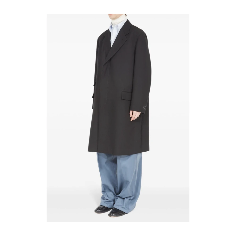 Maison Margiela Zwarte Gestikte Jas Black Heren