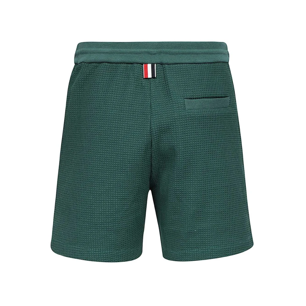 Thom Browne Katoenen Bermuda Shorts Tricolor Detail Green Heren