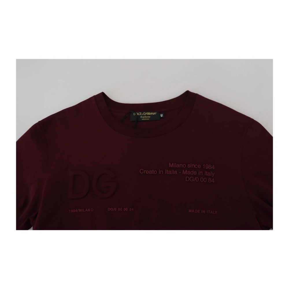 Dolce & Gabbana Maroon Logo T-Shirt Brown Heren