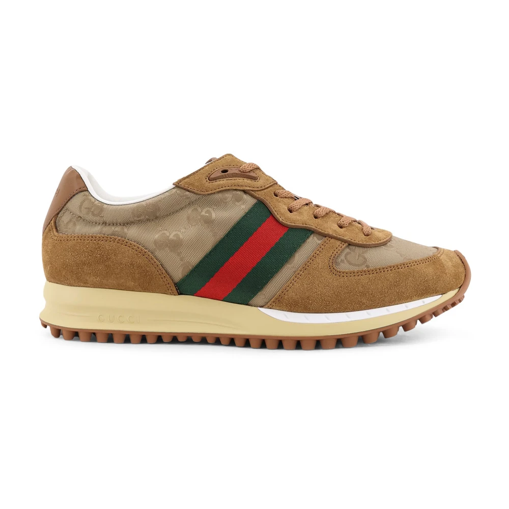Gucci Sneakers met Webdetail en GG-logo Heren Schoenen Bruin