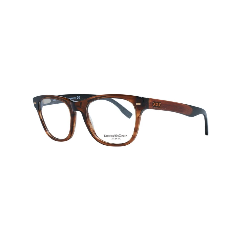 Zegna Men's Brown Trapezium Optical Frames