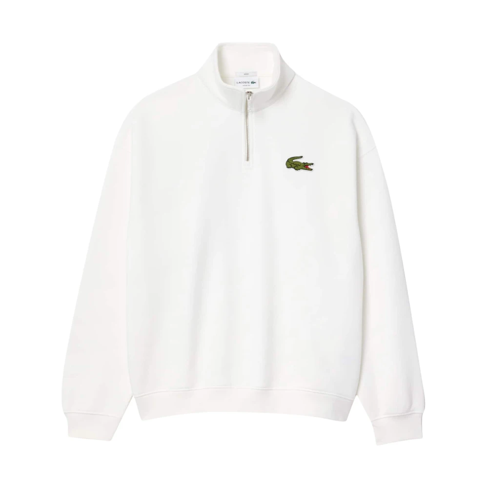 Lacoste Witte Half-Zip Sweatshirt Essentiële Sportkleding White Heren