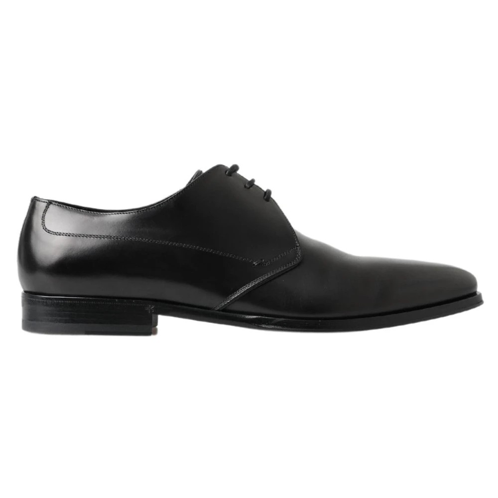 Dolce & Gabbana Svarta Läder Derby Skor Black, Herr