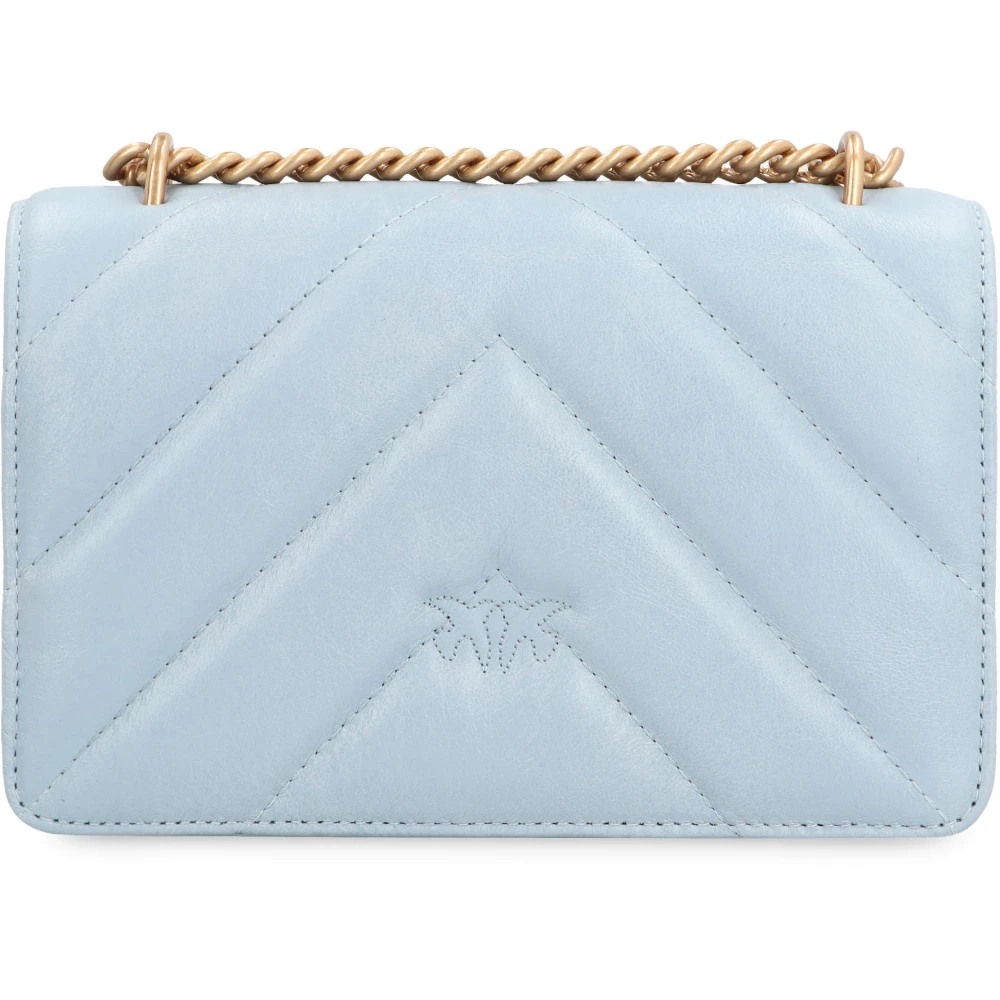 pinko Gewatteerde leren mini crossbody tas met Love Birds gesp Blue Dames