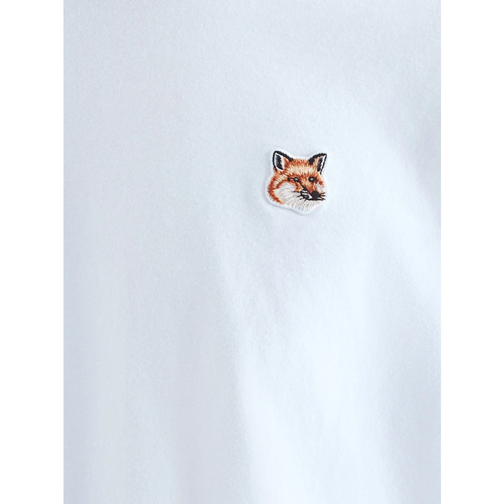 Maison Kitsuné Fox Head Patch Katoenen T-Shirt Blue Heren