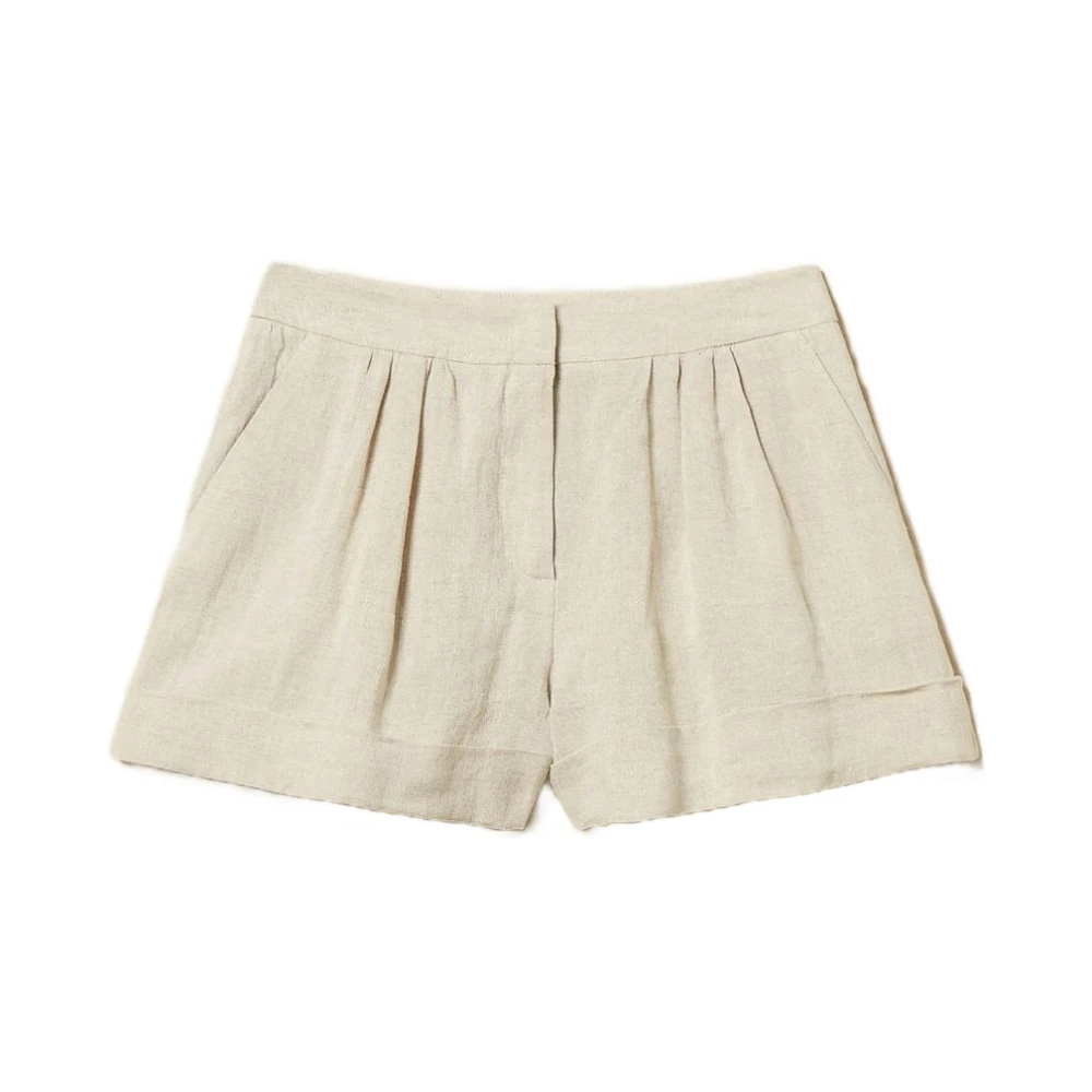 Twinset Vrouw Beige Korte Broeken Dames, S, Linnen, Short Shorts