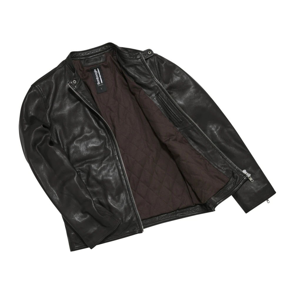 BomBoogie Nappa Leren Opstaande Kraag Jas Brown Heren