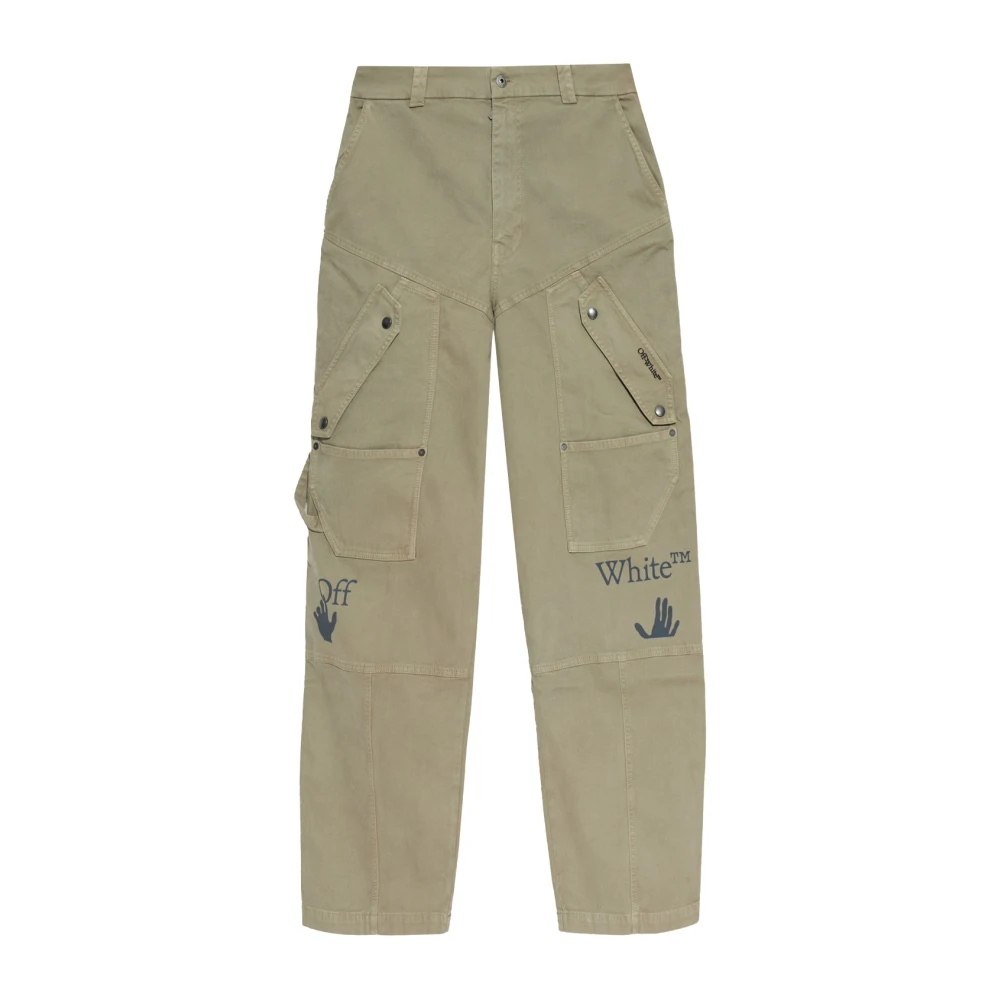 Off White Uomo Verde Pantaloni, L, New,